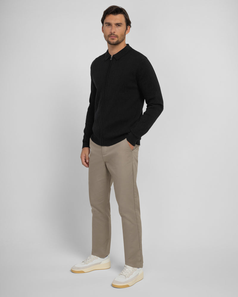 Aston - Geometric Knitted Zip-Through Cardigan