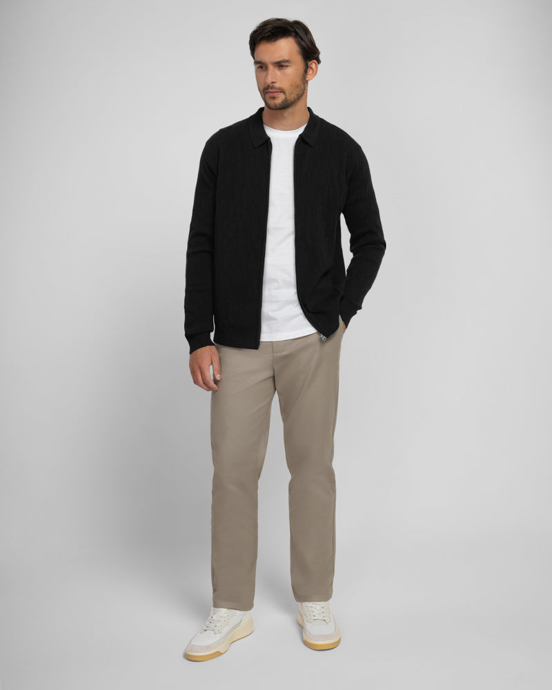 Aston - Geometric Knitted Zip-Through Cardigan