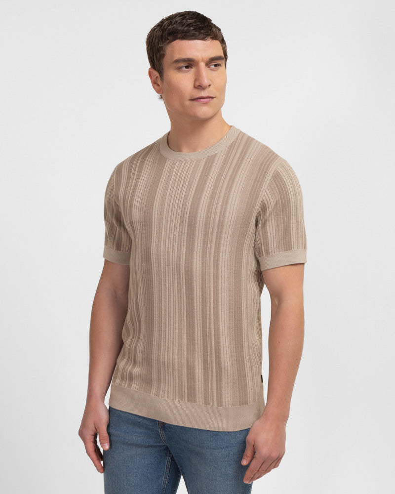 Moorgate - Stripe Textured Sweater T-Shirt