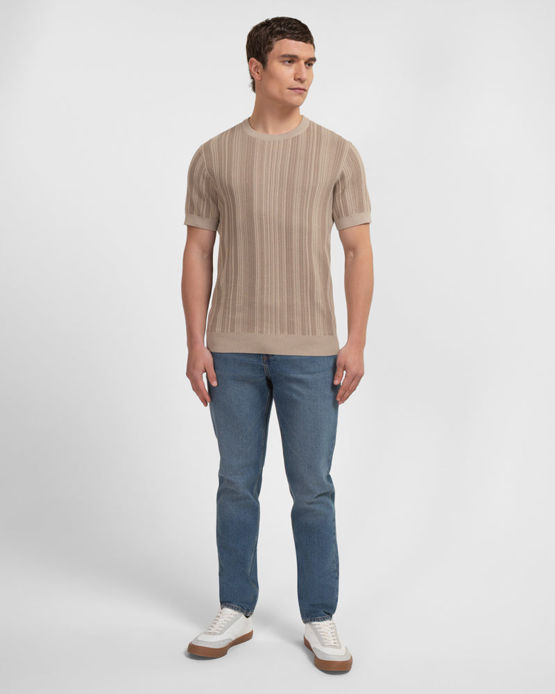 Moorgate - Stripe Textured Sweater T-Shirt