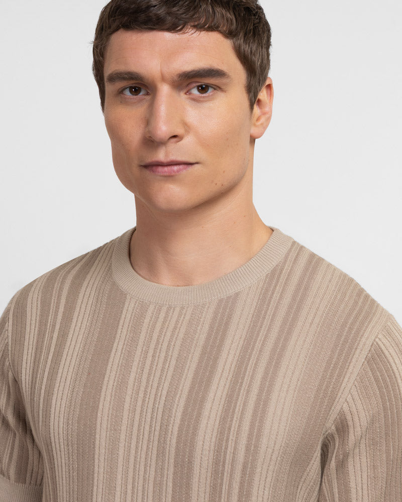 Moorgate - Stripe Textured Sweater T-Shirt