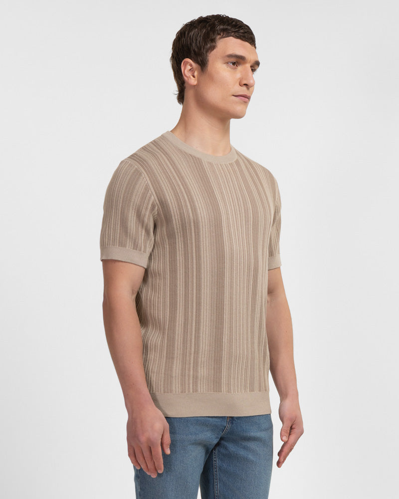 Moorgate - Stripe Textured Sweater T-Shirt