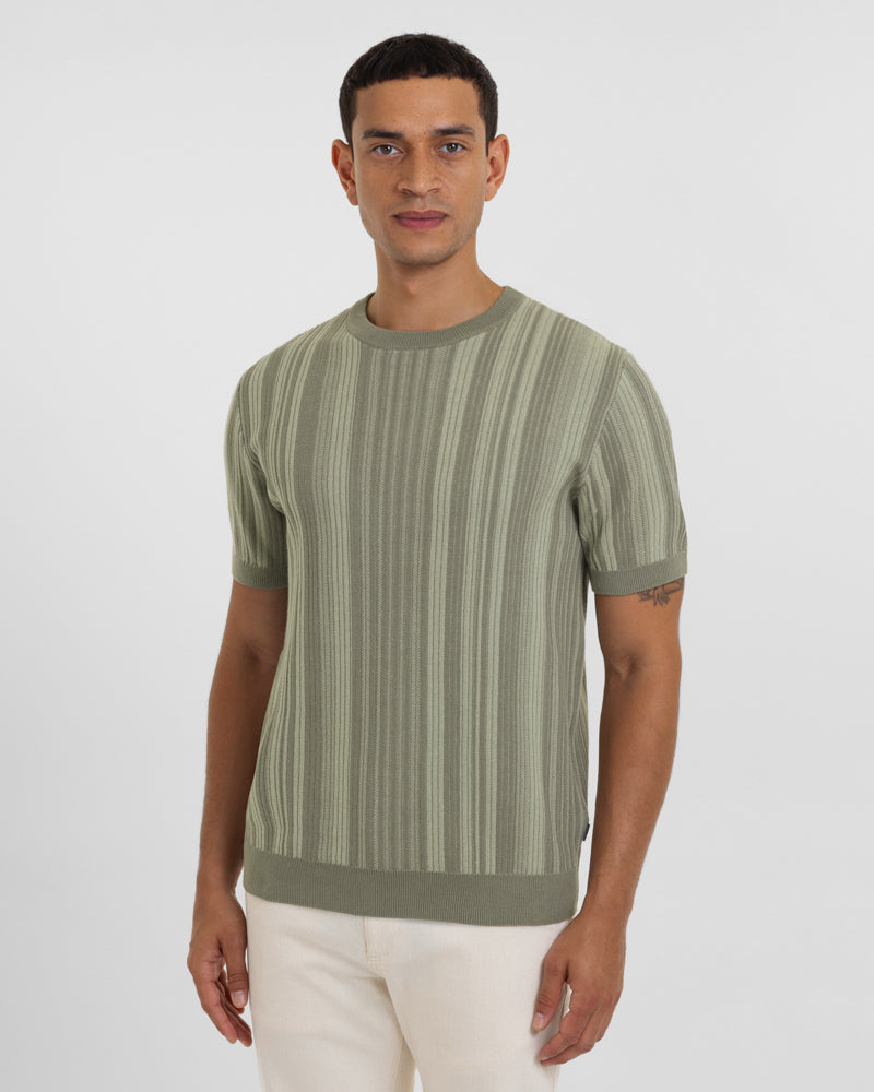 Moorgate - Stripe Textured Sweater T-Shirt