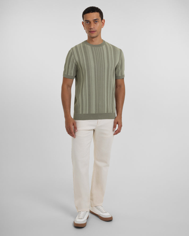 Moorgate - Stripe Textured Sweater T-Shirt