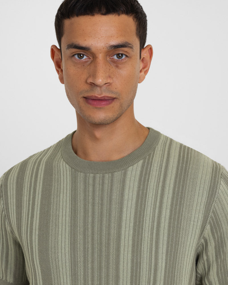 Moorgate - Stripe Textured Sweater T-Shirt