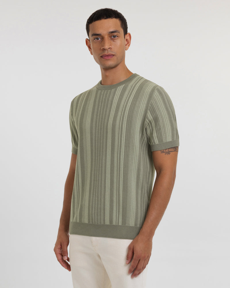 Moorgate - Stripe Textured Sweater T-Shirt