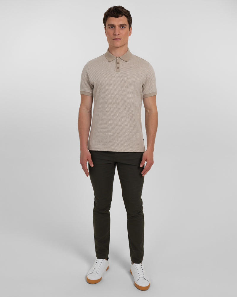 Short Sleeve Jacquard Polo Shirt