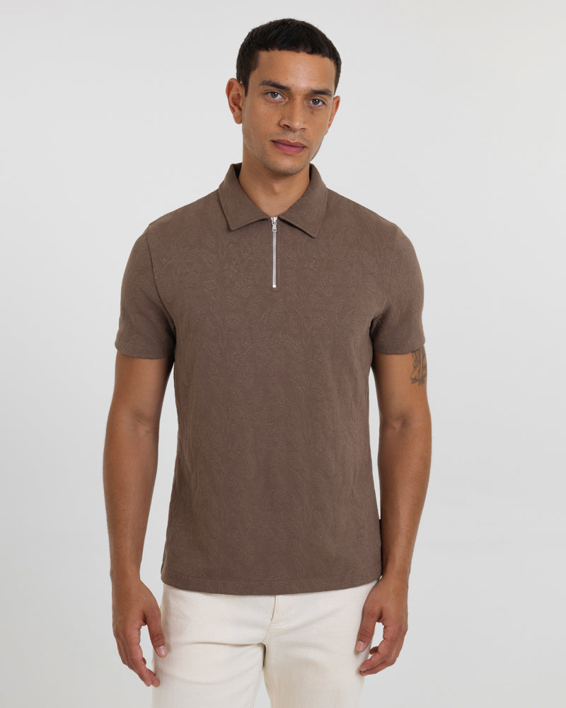 Norwood - Leaf Textured Polo Shirt