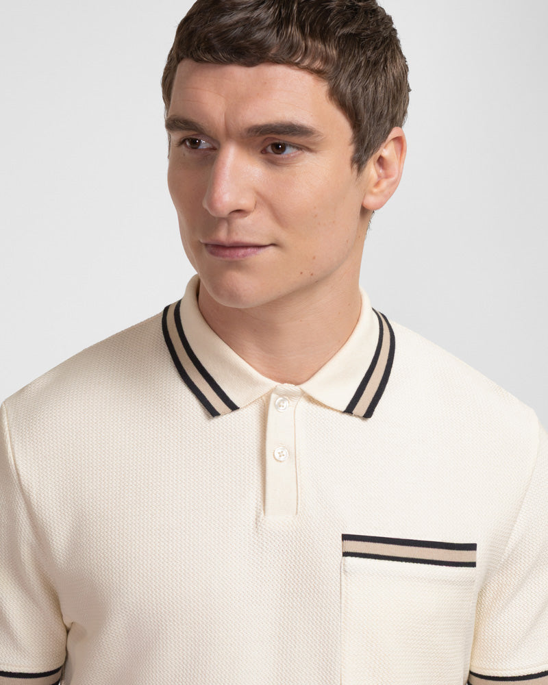 Tolworth - Textured Polo Shirt With Contrast Rib