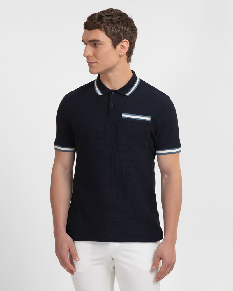 Tolworth - Textured Polo Shirt With Contrast Rib