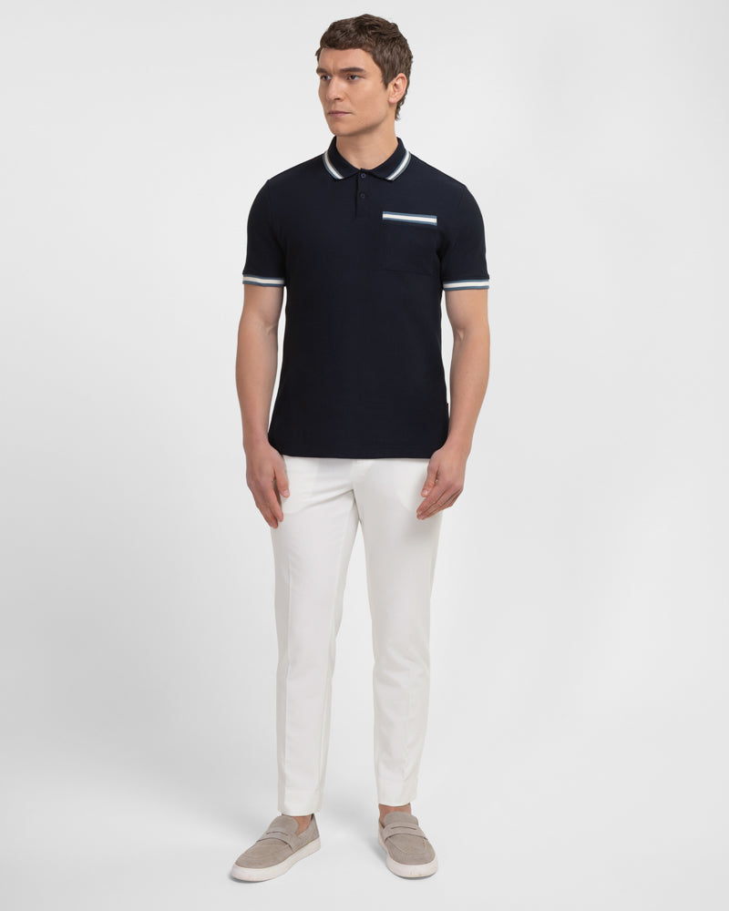 Tolworth - Textured Polo Shirt With Contrast Rib
