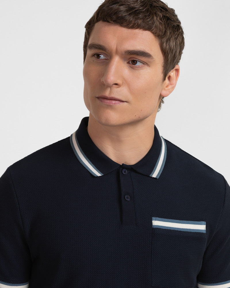Tolworth - Textured Polo Shirt With Contrast Rib