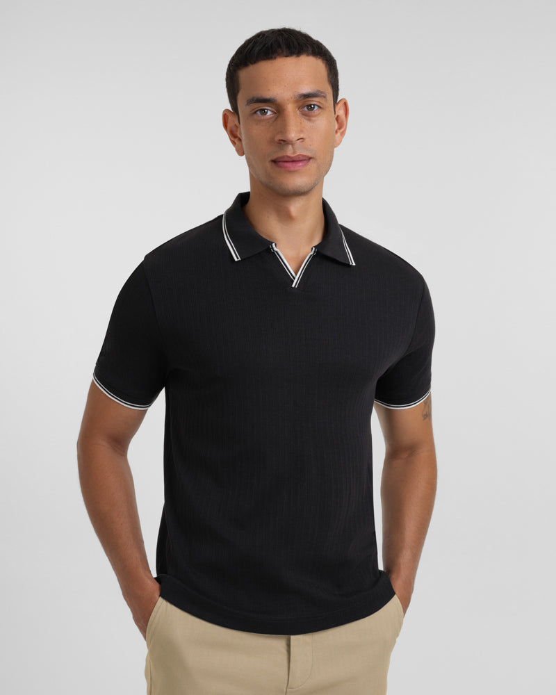 Bell - Ribbed Polo With Contrast Tipping