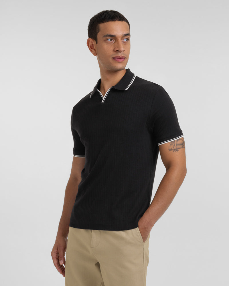 Bell - Ribbed Polo With Contrast Tipping