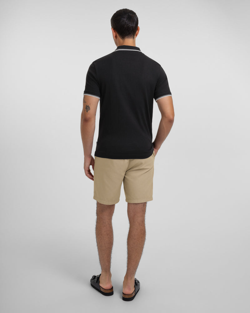 Bell - Ribbed Polo With Contrast Tipping