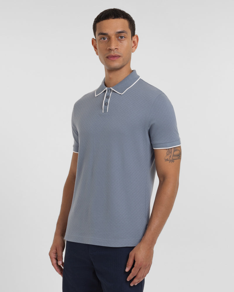 Beam - Diamond Textured Jacquard Polo Shirt