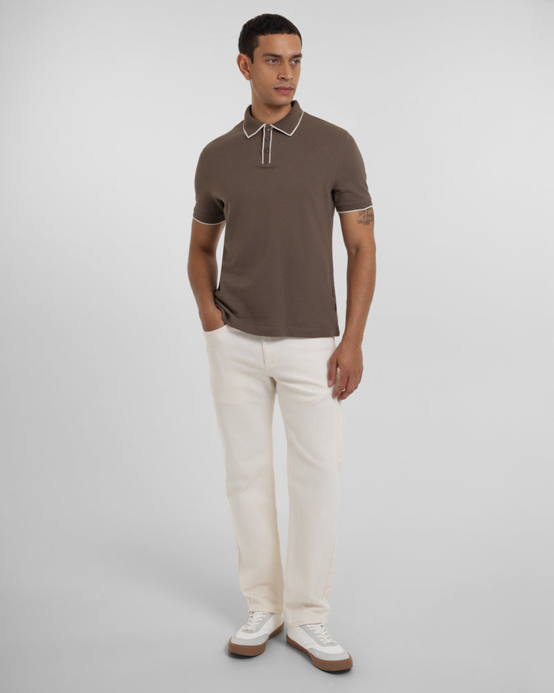 Beam - Diamond Textured Jacquard Polo Shirt