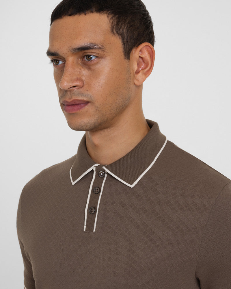 Beam - Diamond Textured Jacquard Polo Shirt