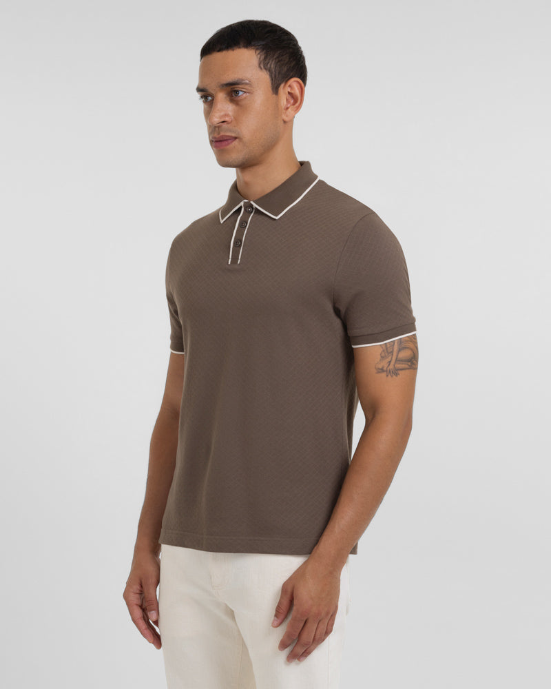 Beam - Diamond Textured Jacquard Polo Shirt