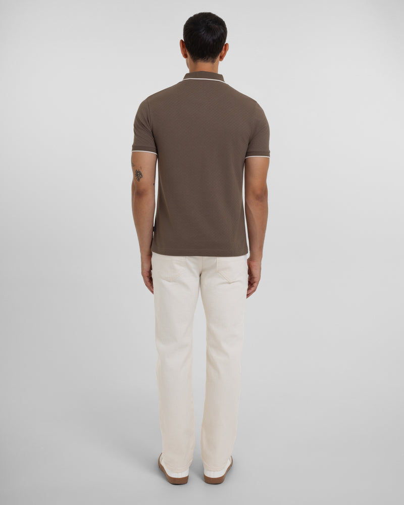 Beam - Diamond Textured Jacquard Polo Shirt