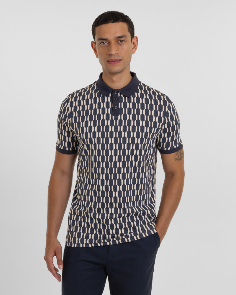 Cudham - Geometric Print Polo Shirt