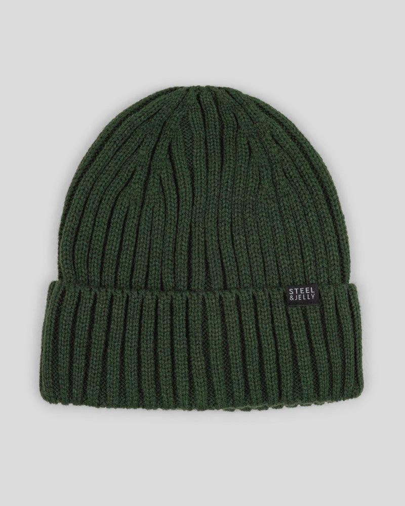 Steel & Jelly Men’s Ferring Green Beanie & Check Soft-Touch Scarf Set