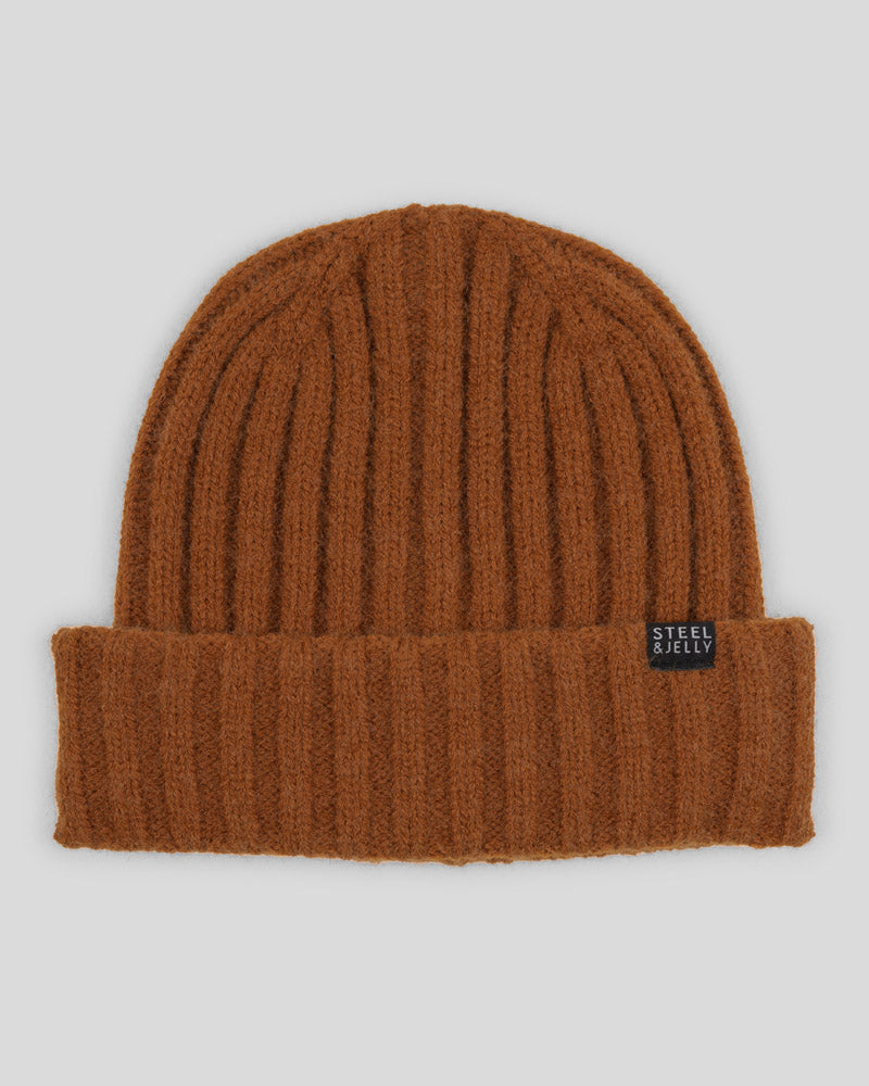 Steel & Jelly Men’s Merston Rust Beanie & Check Soft-Touch Scarf Set