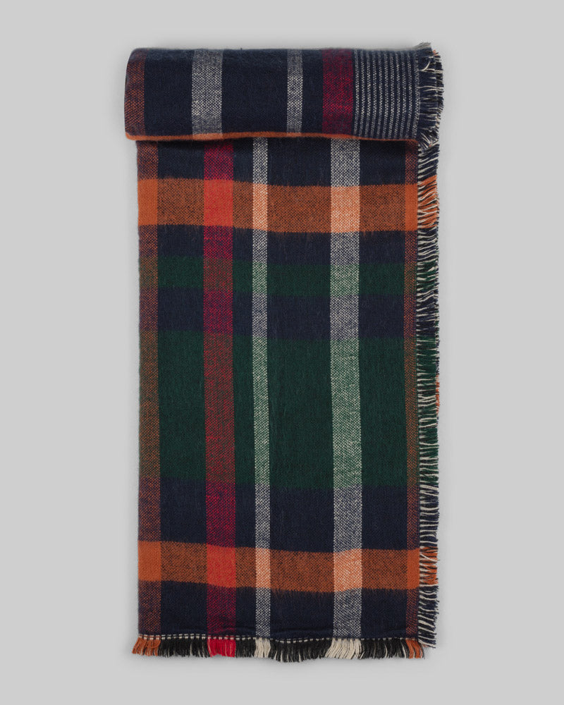 Steel & Jelly Men’s Cowfold Navy Reversible Oversized Check Scarf
