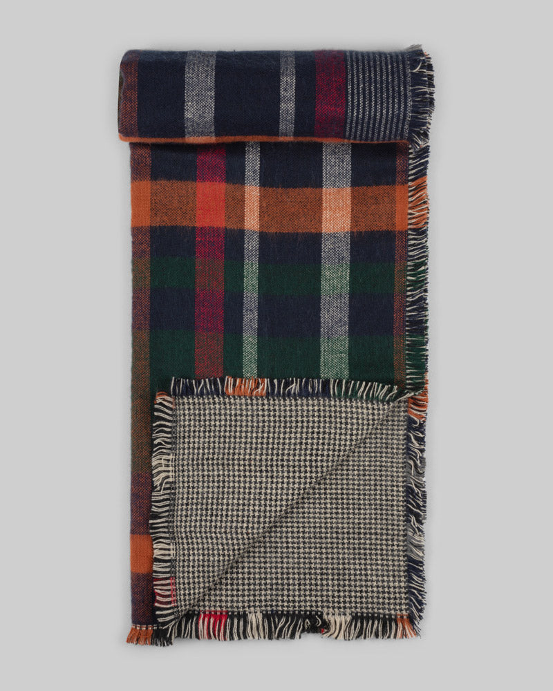 Steel & Jelly Men’s Cowfold Navy Reversible Oversized Check Scarf