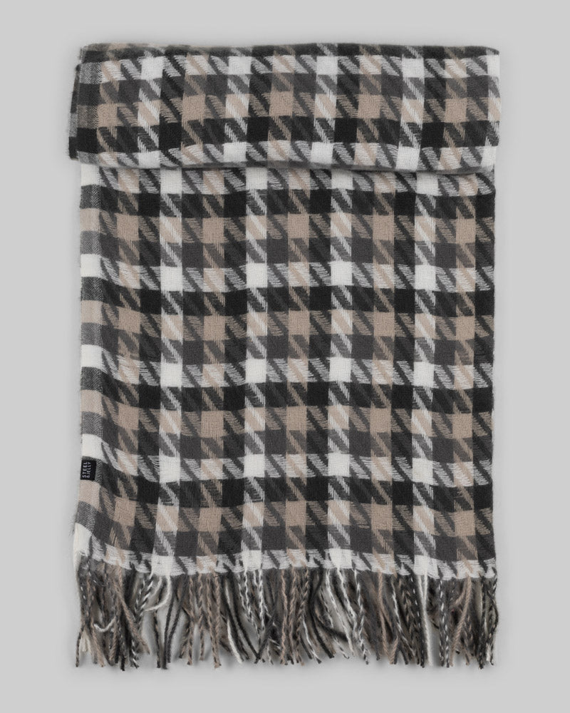 Steel & Jelly Men’s Bignor Grey Houndstooth Oversized Check Scarf