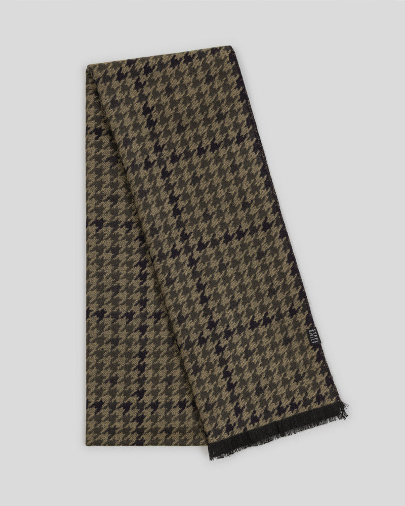 Steel & Jelly Men’s Slinfold Stone & Navy Houndstooth Boxed Scarf