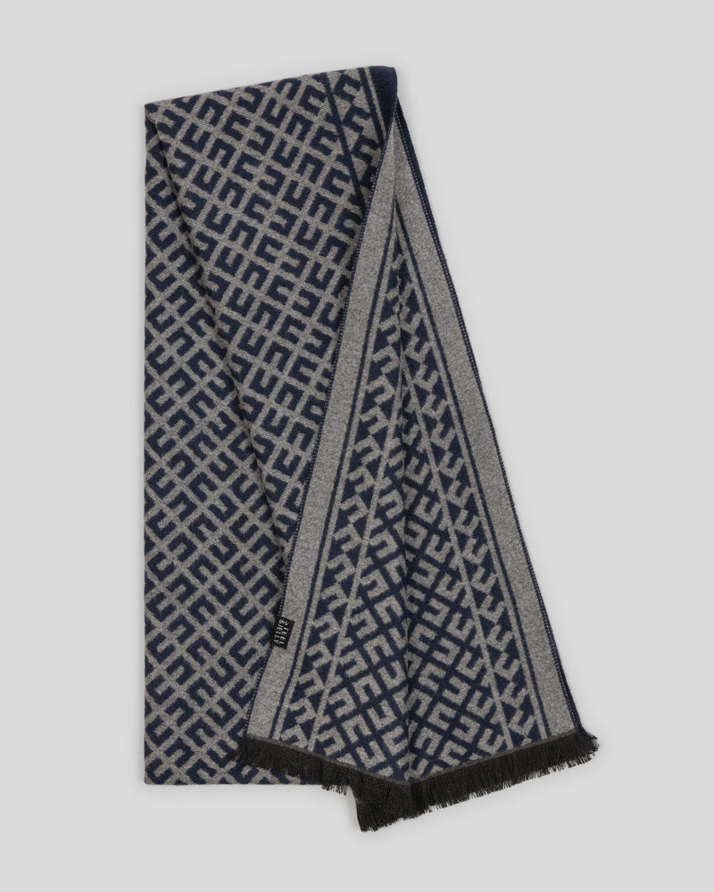Steel & Jelly Men’s Terwick Navy & Grey Geometric Boxed Scarf