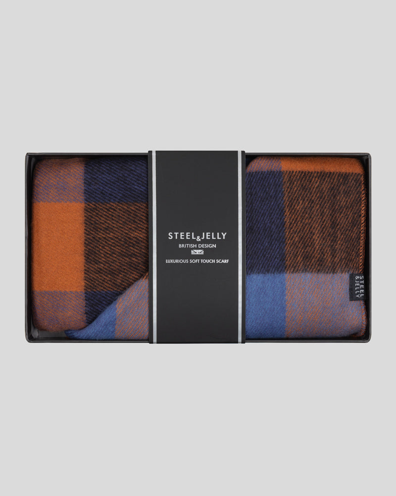 Steel & Jelly Men’s Ashurst Rust Check Boxed Scarf