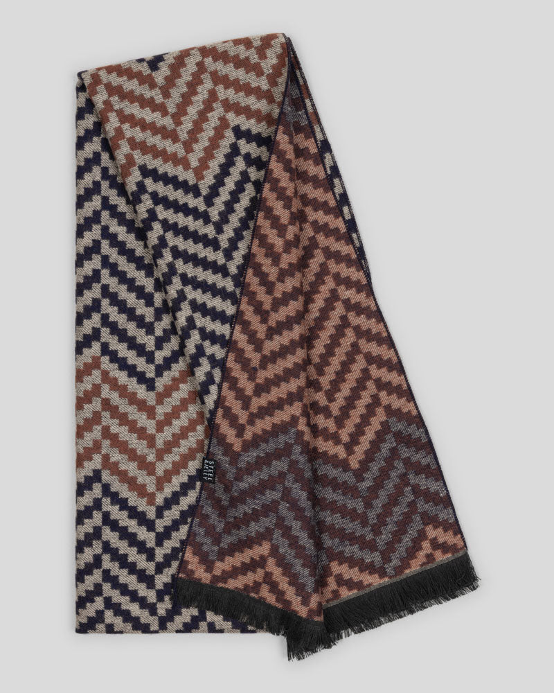 Steel & Jelly Men’s Henfield Navy & Rust Geometric Boxed Scarf