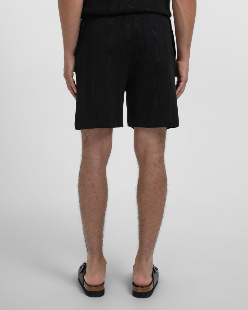 Charlton – Stripe Jacquard Short Sleeve Shirt & Short Set Black