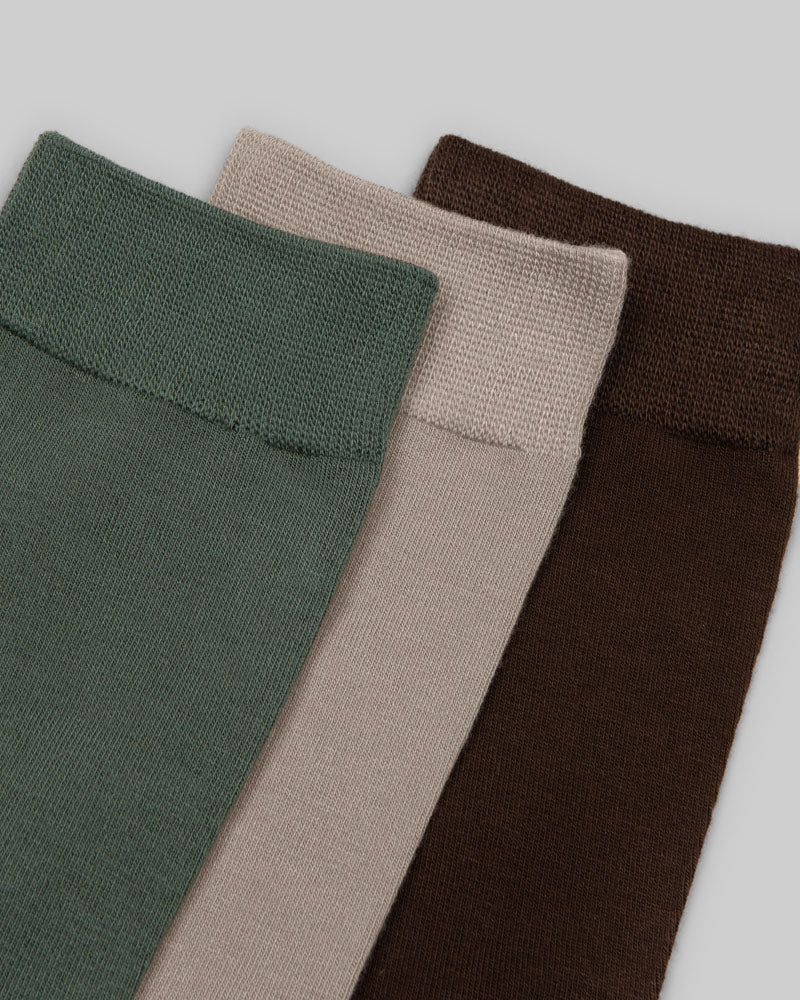3 Pack Sage, Stone & Brown Bamboo Blend Socks