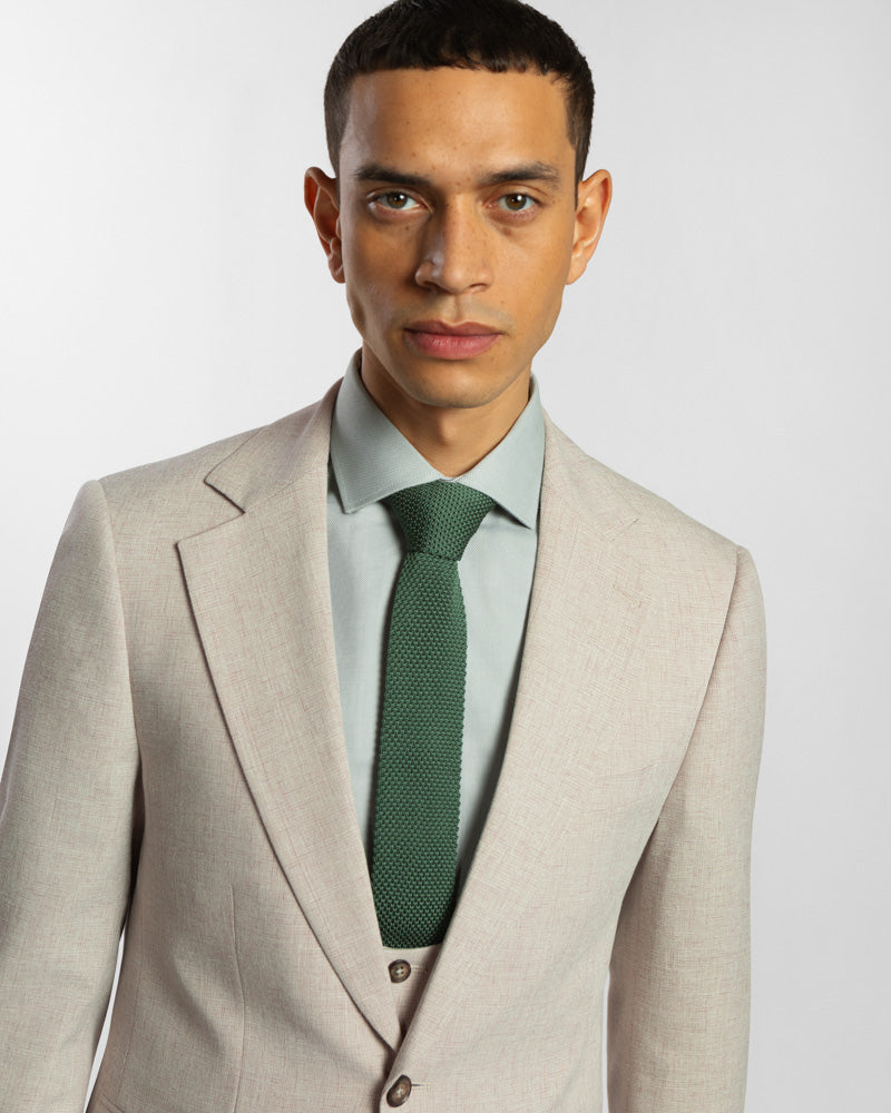 Stone Melange Three Piece Suit