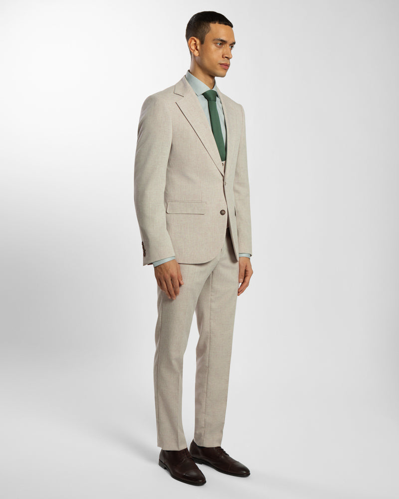 Stone Melange Three Piece Suit