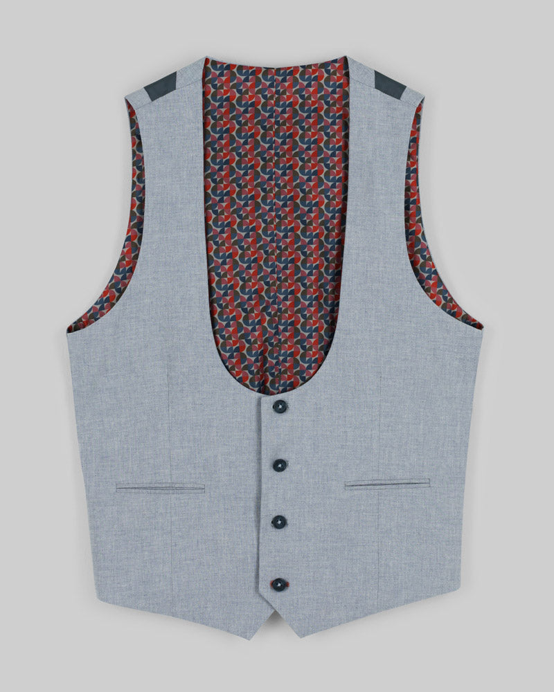 Navy Linen Blend Three Piece Suit