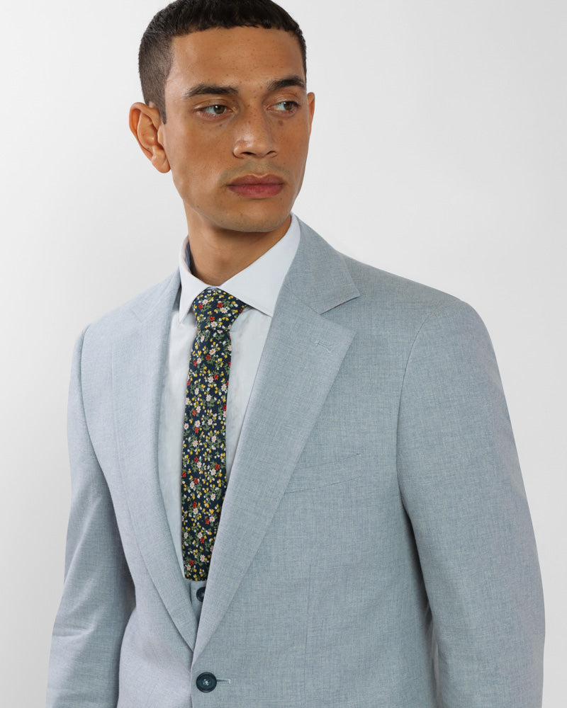 Navy Linen Blend Three Piece Suit