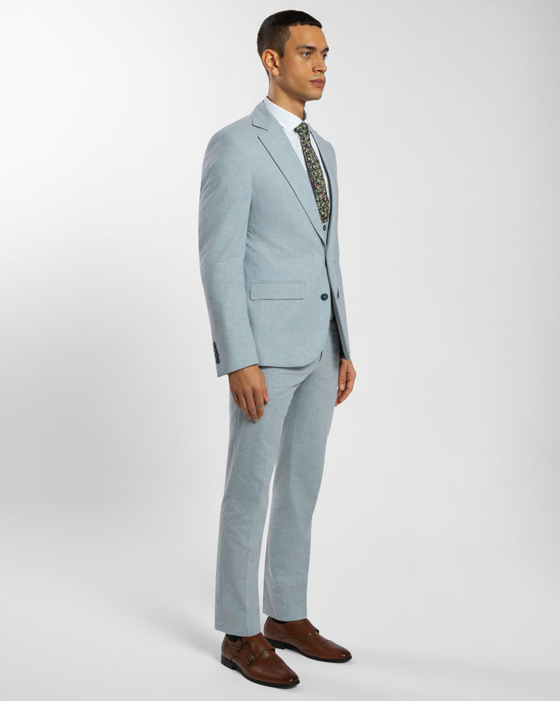 Navy Linen Blend Three Piece Suit