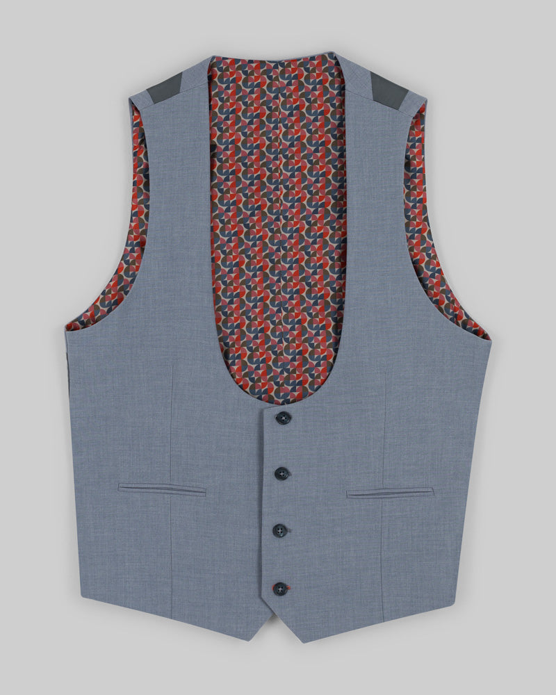 Blue Melange Half Lined Three Piece Suit