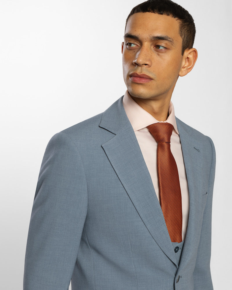 Blue Melange Half Lined Three Piece Suit