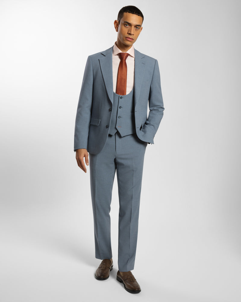 Blue Melange Half Lined Three Piece Suit