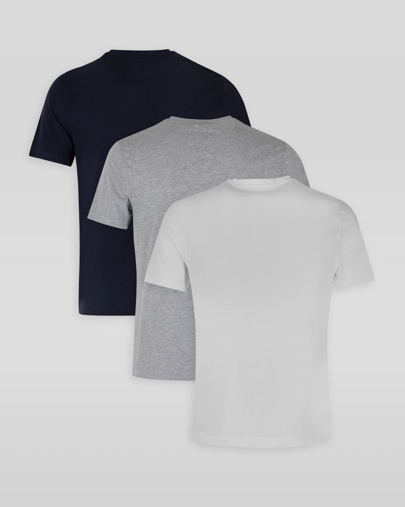 Navy, Grey & White 3 Pack Short Sleeve T-Shirts