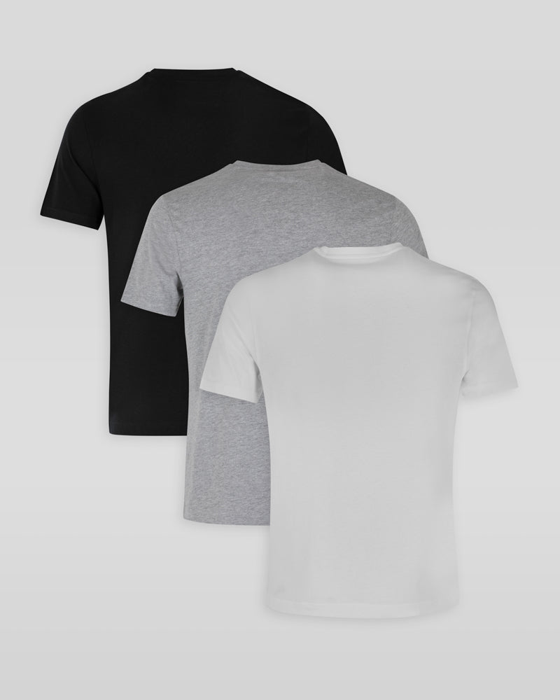 Black, Grey & White 3 Pack Short Sleeve T-Shirts