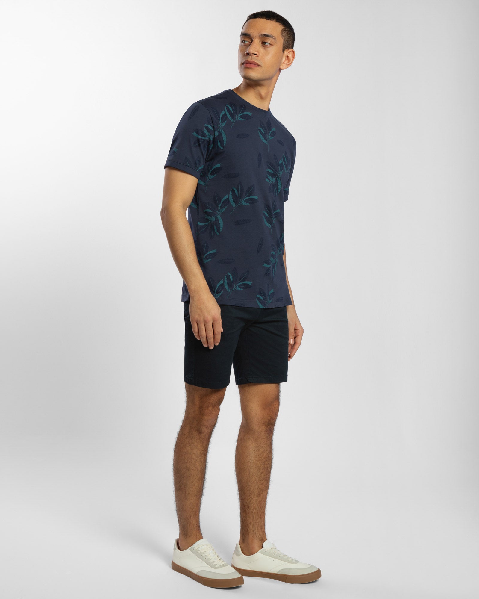 All Over Leaf Print Regular Fit T-Shirt