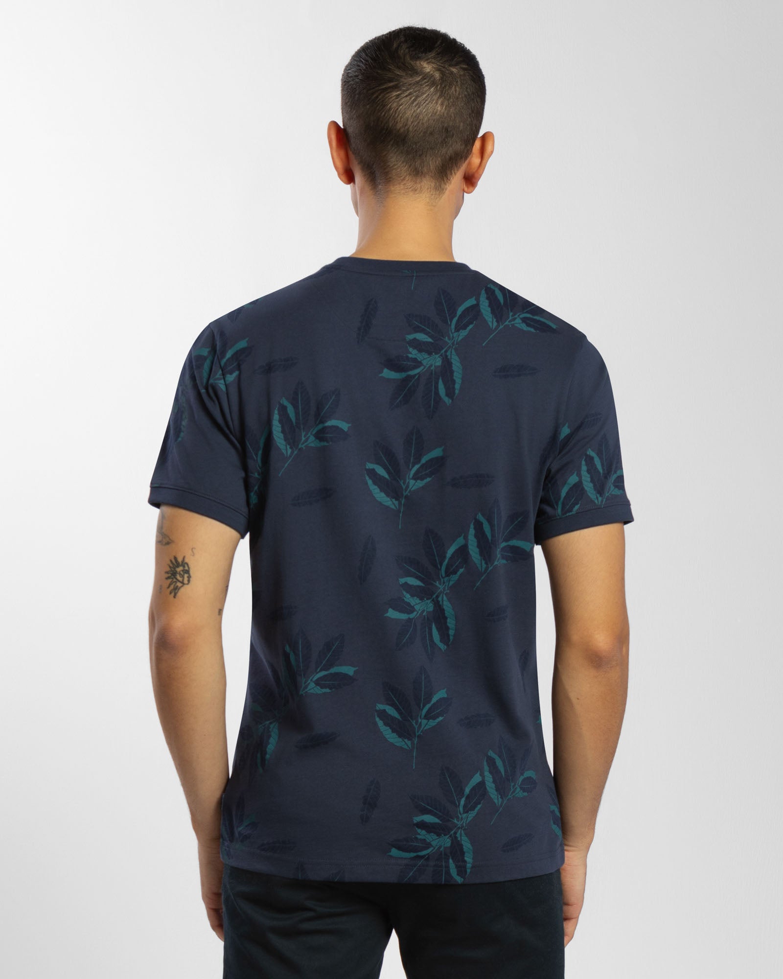 All Over Leaf Print Regular Fit T-Shirt