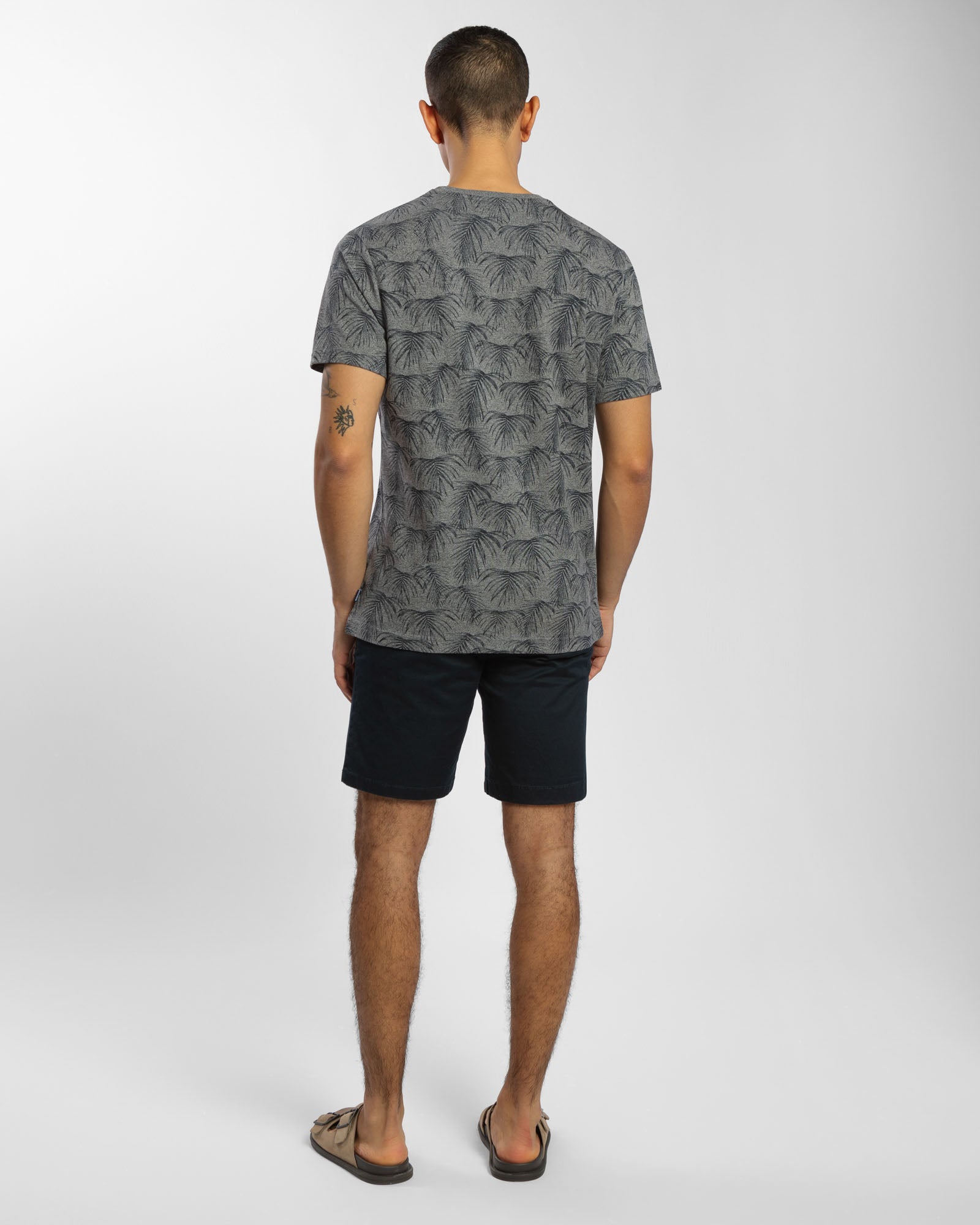 Textured Fern Leaf Print Regular Fit T-Shirt