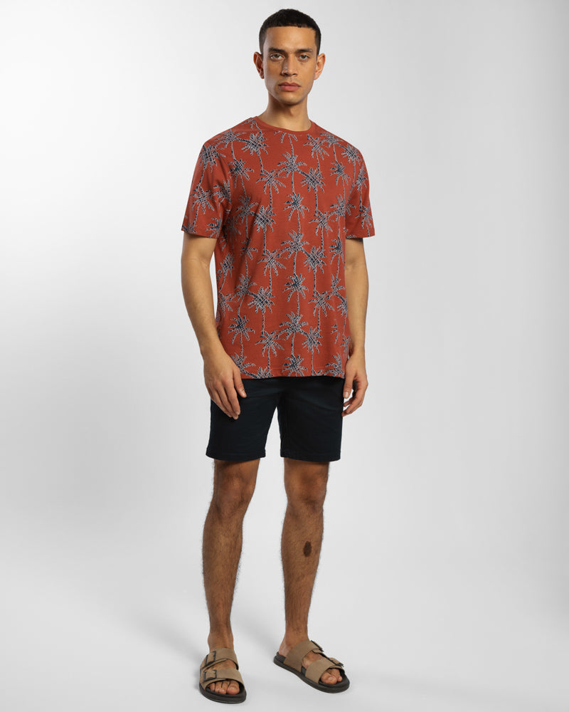 Bold Palm Tree Print Regular Fit T-Shirt